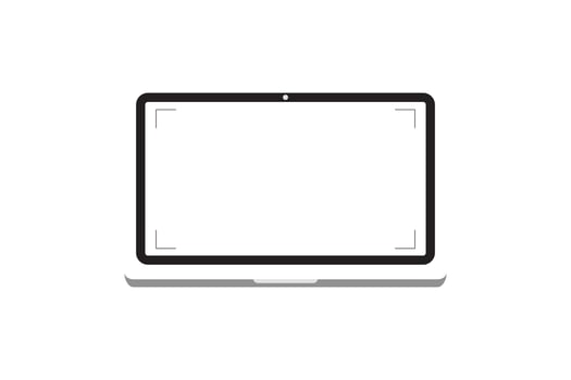 Laptop with blank screen. Notebook white screen template. Computer display on white background. vector