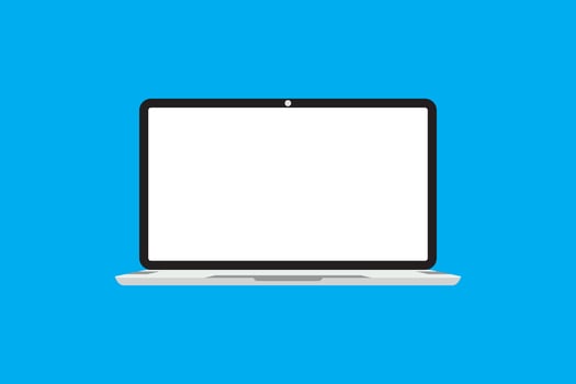 Laptop in trendy flat style with empty screen. Mock up  design template. Notebook with a blank display. Vector illustration element