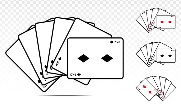 Straight flush diamond poker card. Flat vector icon for casino apps and websites