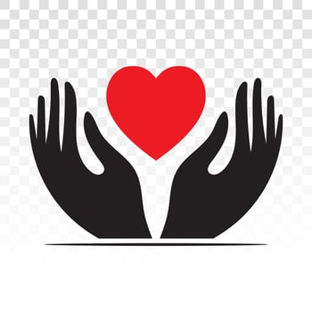 hand holding heart flat icon for healthcare apps and website vector