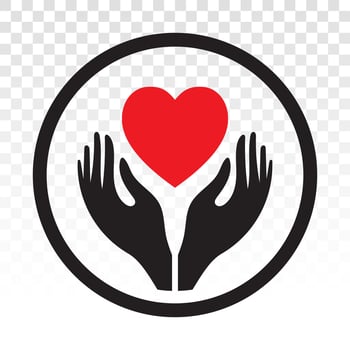 hand holding heart flat icon for healthcare apps and website vector