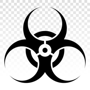 Biohazard or biological hazard warning sign or symbol flat vector icon for apps and websites