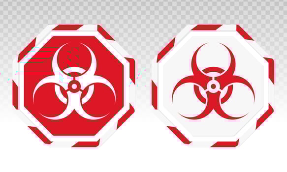 Biohazard or biological hazard warning sign or symbol flat vector icon for apps and websites