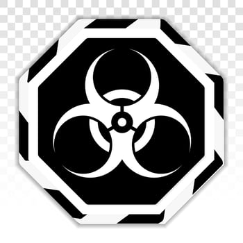 Biohazard or biological hazard warning sign or symbol flat vector icon for apps and websites