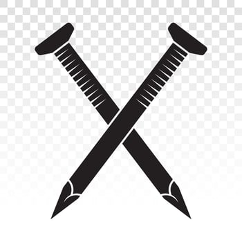 Crossed wood fasteners nails or concrete nail flat vector icon for apps and websites