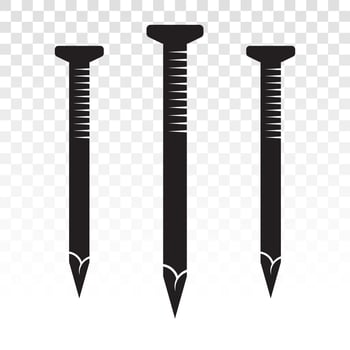 Wood fastener nails or concrete nails flat vector icon for apps and websites