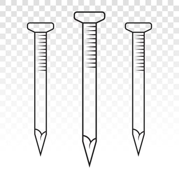 Wood fastener nails or concrete nails line art icon for apps and websites vector