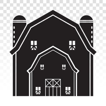 Barn house or farmhouse with pole barns flat icon for apps or websites vector