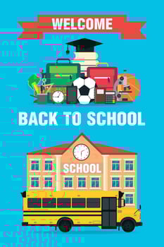 Welcome back to school with school bus vector