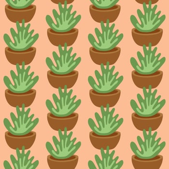 Abstract garden decoration pot plant seamless pattern background, Vector