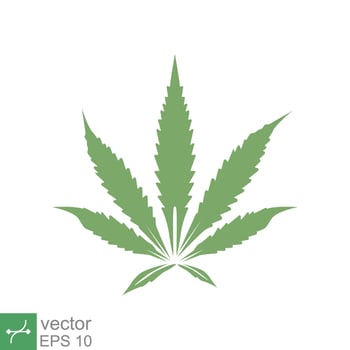 Cannabis, marijuana leaf icon. Simple solid style. Hemp, plat, weed, nature, floral, herb, medical concept. Glyph vector illustration isolated on white background. EPS 10.
