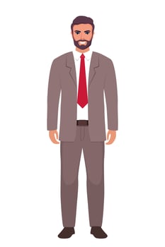 Elegant young man in business suit. Flat sytle illustration of a handsome successful businessman. vector
