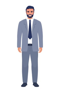 Elegant young man in business suit. Flat sytle illustration of a handsome successful businessman. vector