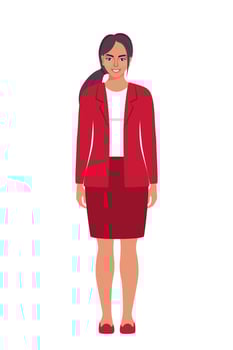 Elegant young woman in business suit. Flat sytle illustration of a handsome successful businesswoman. vector