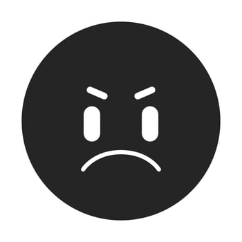 Angry emoticon flat monochrome isolated vector object. Hate, dislike reactions. Angry face emoji. Editable black and white line art drawing. Simple outline spot illustration for web graphic design