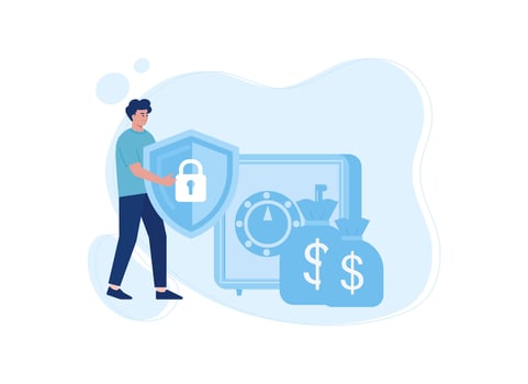 Someone is securing the safe concept flat illustration vector