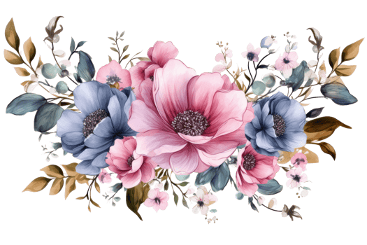 Watercolor flowers isolated png