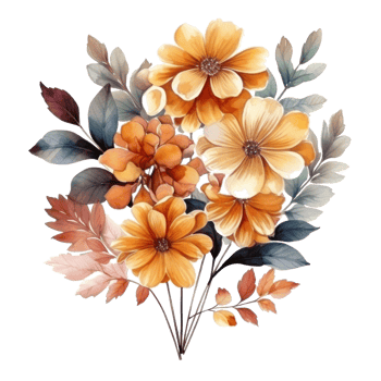 Watercolor colorful autumn bouquet isolated png