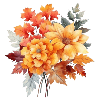 Watercolor colorful autumn bouquet isolated png