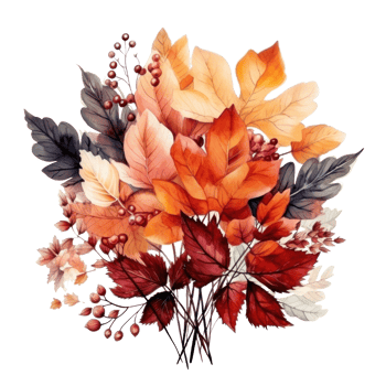 Watercolor colorful autumn bouquet isolated png
