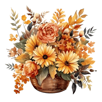Watercolor colorful autumn bouquet isolated png