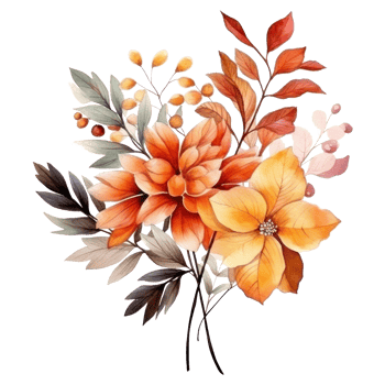 Watercolor colorful autumn bouquet isolated png