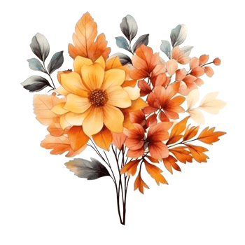 Watercolor colorful autumn bouquet isolated png