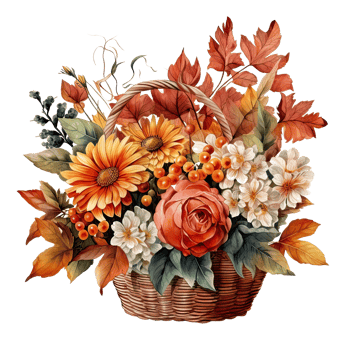 Watercolor colorful autumn bouquet isolated png
