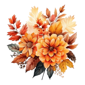 Watercolor colorful autumn bouquet isolated png