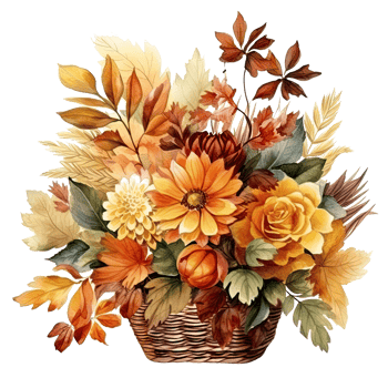 Watercolor colorful autumn bouquet isolated png