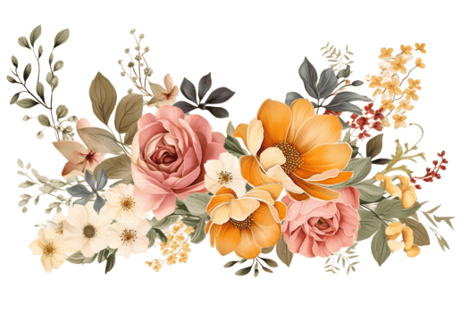 Watercolor floral borber isolated png