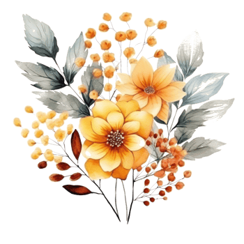 Watercolor colorful autumn bouquet isolated png