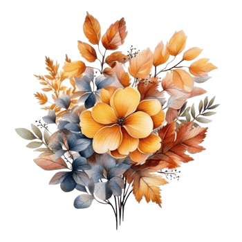 Watercolor colorful autumn bouquet isolated png