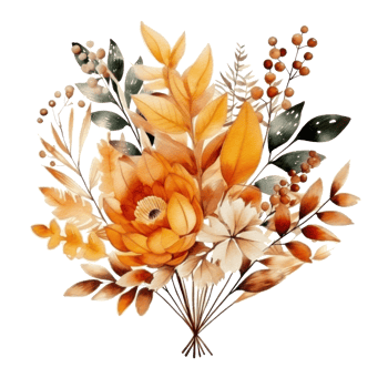 Watercolor colorful autumn bouquet isolated png
