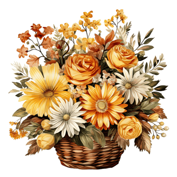 Watercolor colorful autumn bouquet isolated png