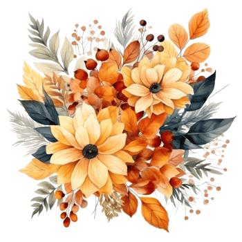 Watercolor colorful autumn bouquet isolated png
