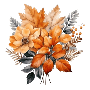 Watercolor colorful autumn bouquet isolated png