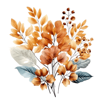 Watercolor colorful autumn bouquet isolated png