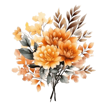 Watercolor colorful autumn bouquet isolated png