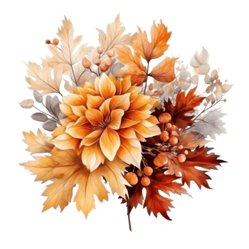 Watercolor colorful autumn bouquet isolated png