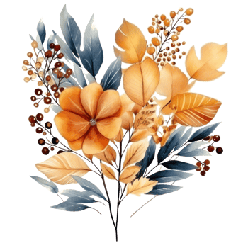 Watercolor colorful autumn bouquet isolated png