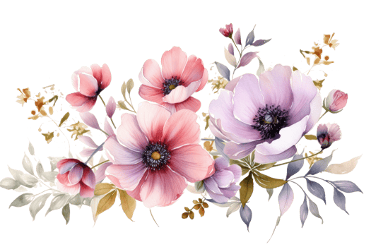 Watercolor floral borber isolated png