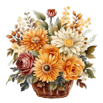 Watercolor colorful autumn bouquet isolated png