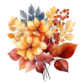 Watercolor colorful autumn bouquet isolated png