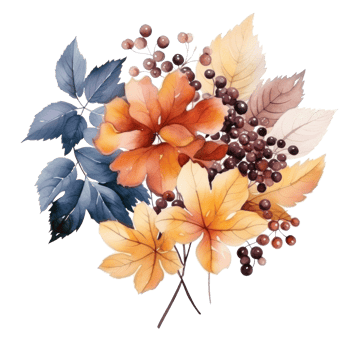 Watercolor colorful autumn bouquet isolated png