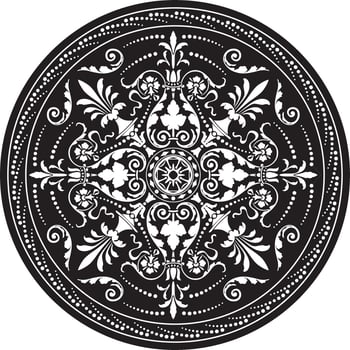 Vector round monochrome european pattern. Floral ornament in a circle. Classic pattern of Ancient Greece and Roman Empire, Byzantium.