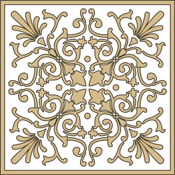 Vector golden classic European square. Rectangular pattern of the peoples of Ancient Rome, Greece. Floral ornament.