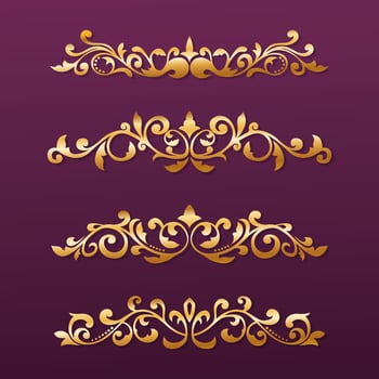 set of luxury gold vintage border decoration vector