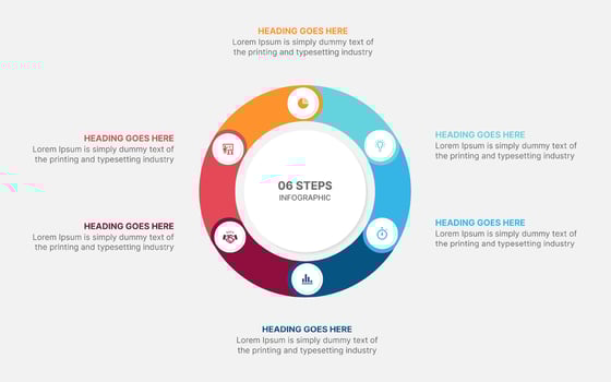 Six Options Circle Cycle Infographic Template Design vector