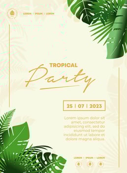 Party Flyer with Soft Gradient Tropical Leaves themed Background vector